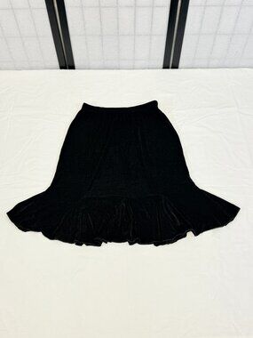 Susan Lawrence Black A Line Gored Knit Skirt M Pull On 90’s Minimalist USA